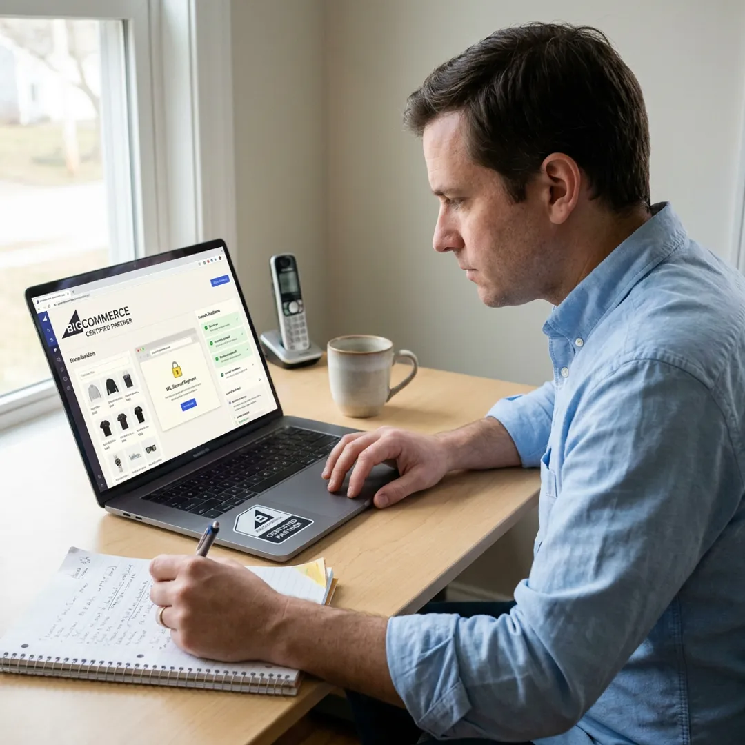 Ready-made e-commerce website on laptop