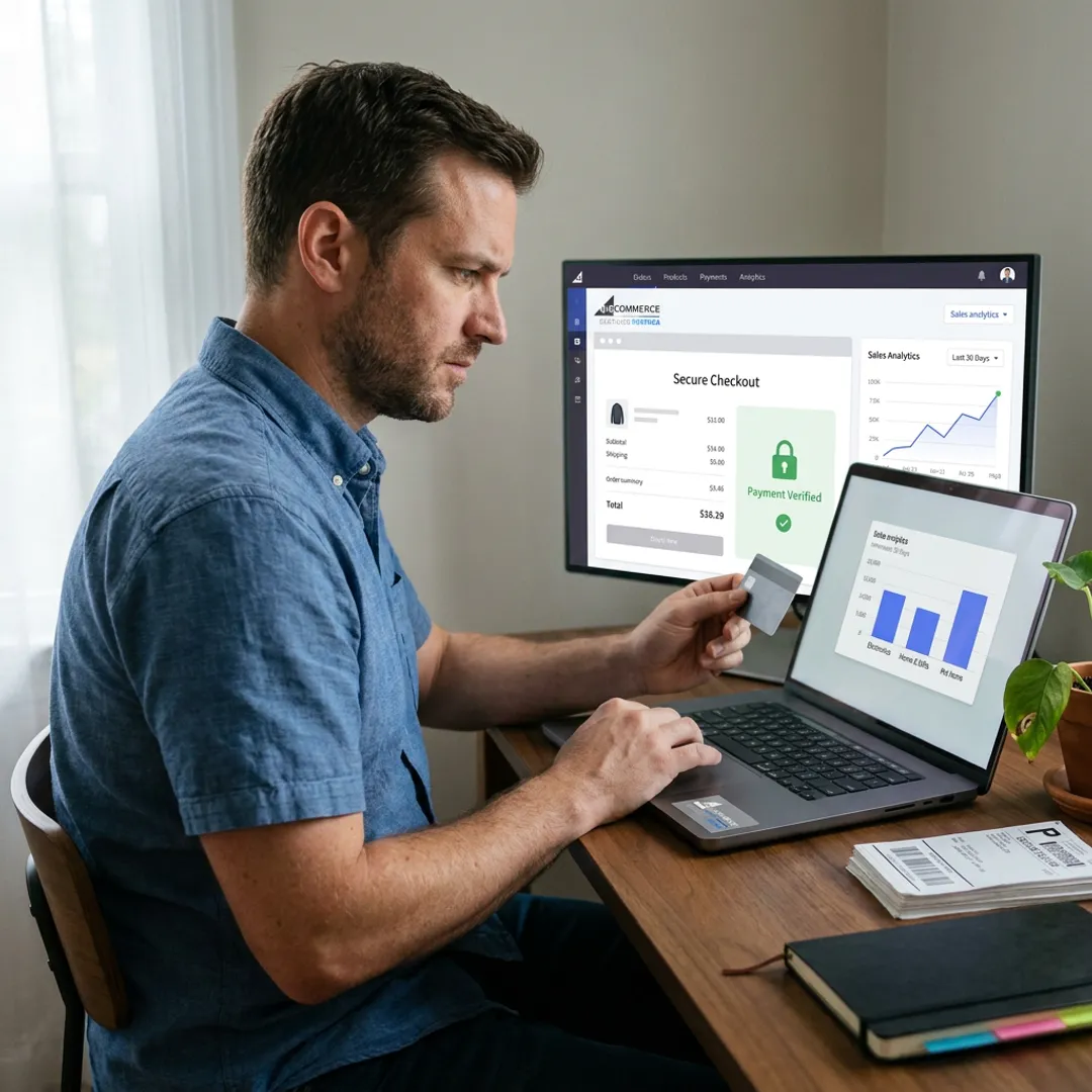 Secure credit card processing for an online store