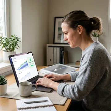 E-commerce owner reviewing SEO analytics