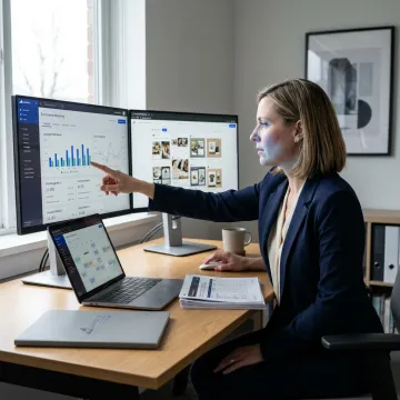 Marketing consultant reviewing e-commerce campaign analytics