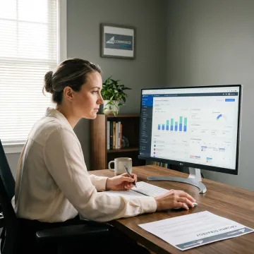 Digital marketing consultant reviewing e-commerce campaign strategy