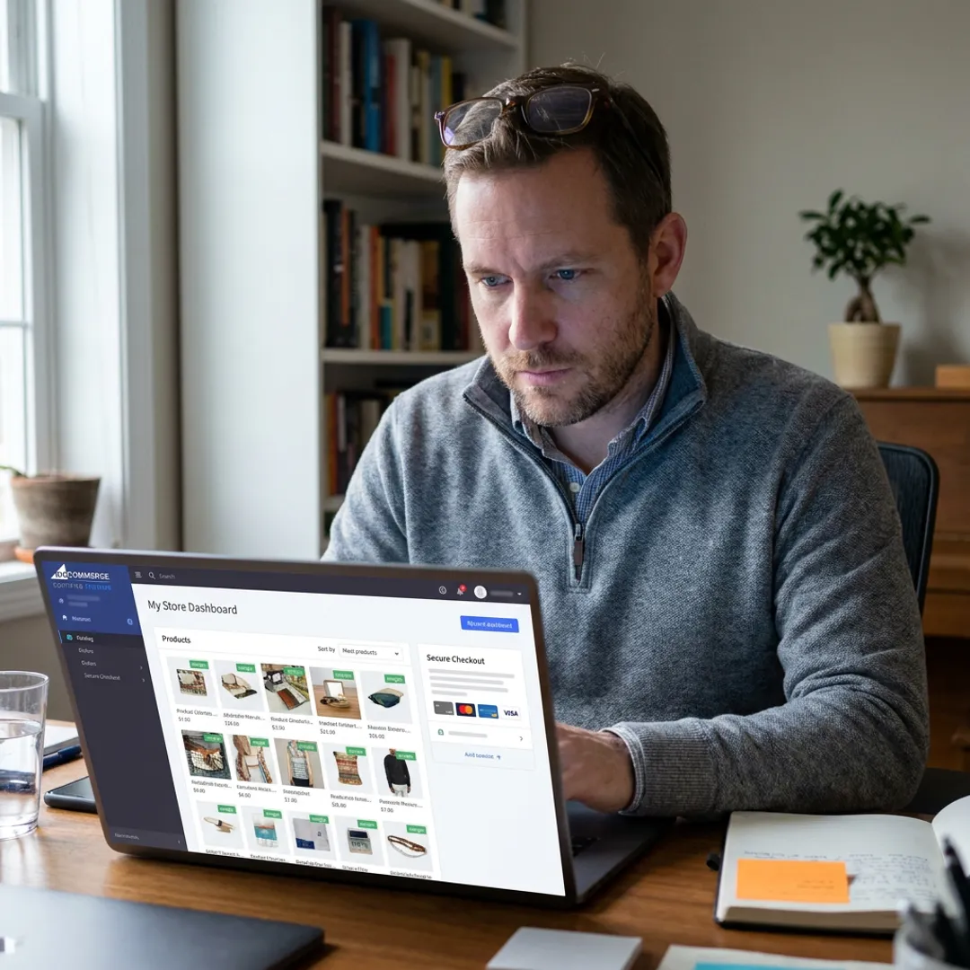 Custom e-commerce website dashboard on laptop