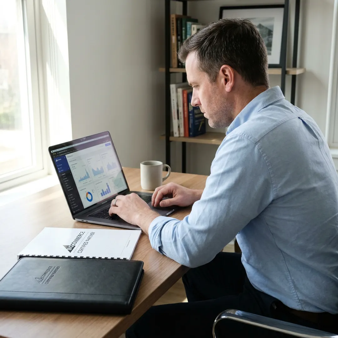 Marketing consultant reviewing social media analytics