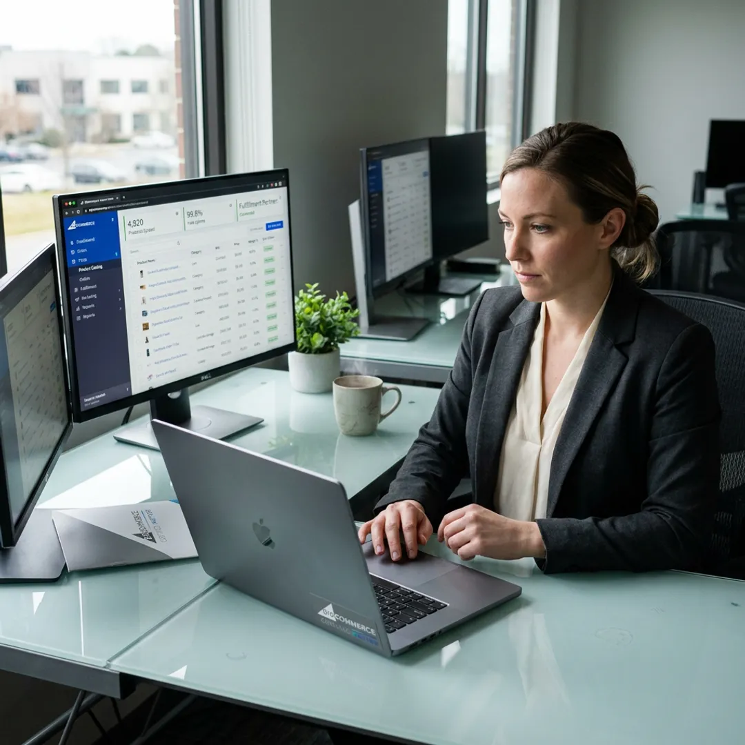 Consultant setting up an e-commerce product feed