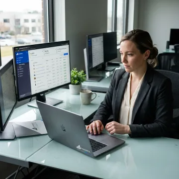 Consultant setting up an e-commerce product feed