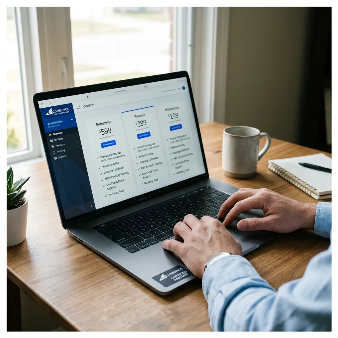 MBV e-commerce package inclusions on laptop
