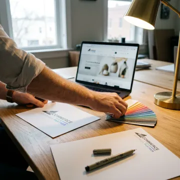 Designer creating a custom logo and brand identity
