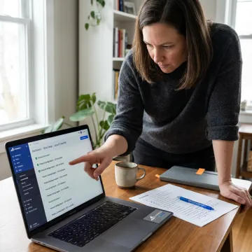 Entrepreneur reviewing an e-commerce launch plan