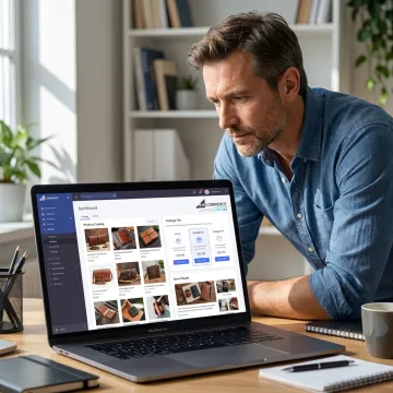 Small business owner managing an MBV online webstore