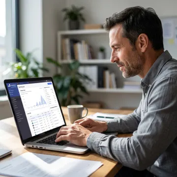 Entrepreneur reviewing online store fulfillment dashboard