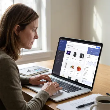 Ecommerce consultant setting up an online product catalog