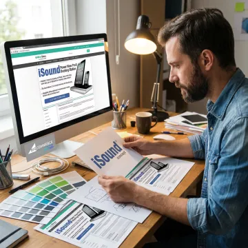Designer planning a custom e-commerce logo