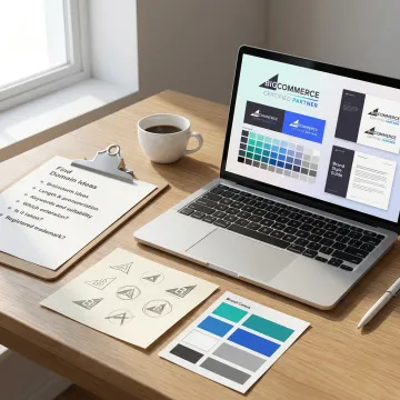 Custom logo and branding design workspace