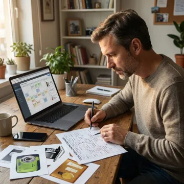 E-commerce owner planning social media content