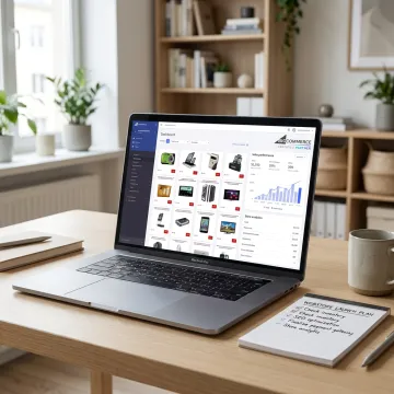 Entrepreneur launching an online webstore from home