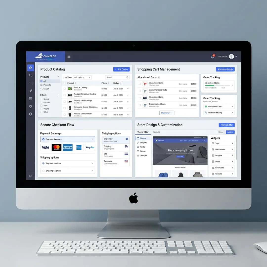 E-commerce website design dashboard with product catalog