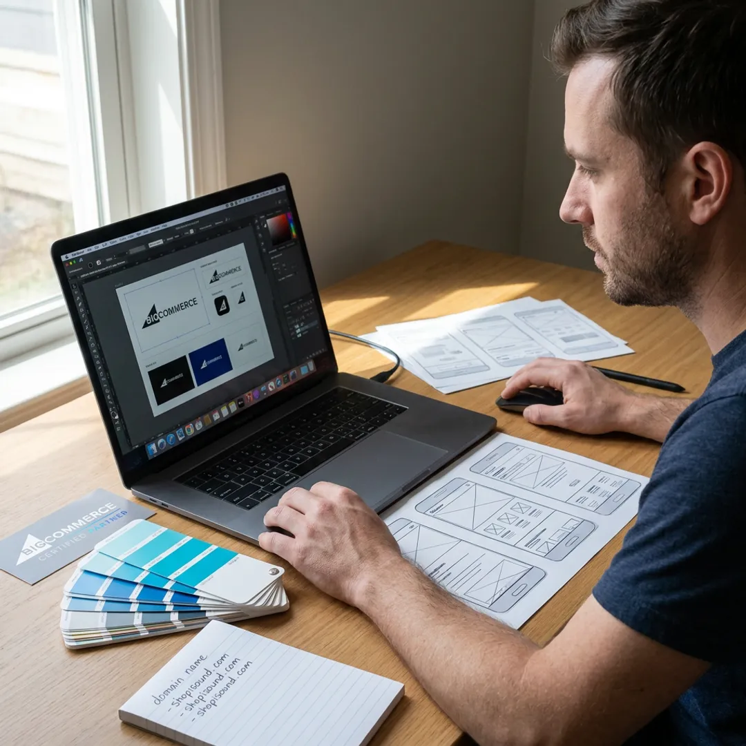 Designer creating a logo and brand kit