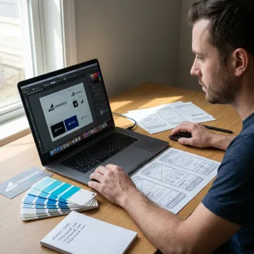 Designer creating a logo and brand kit