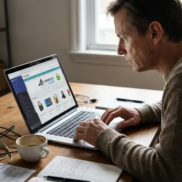 Custom e-commerce website dashboard on laptop