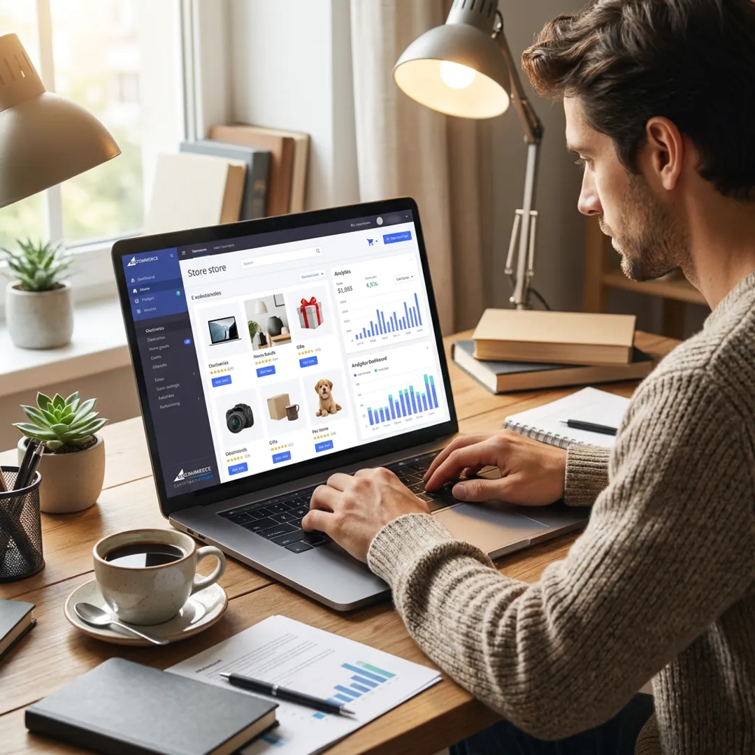 Professional e-commerce website shown on laptop