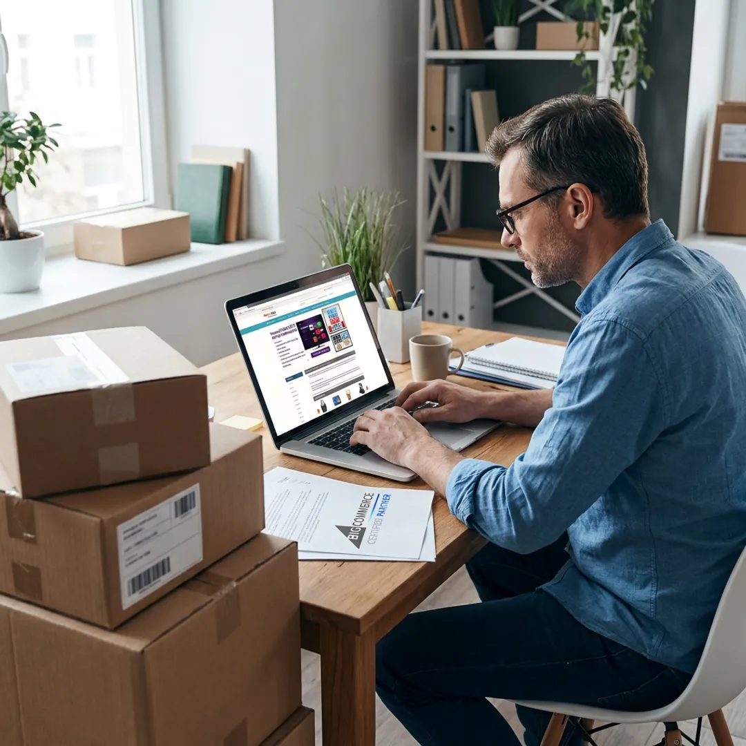 Entrepreneur launching an online store with e-commerce tools