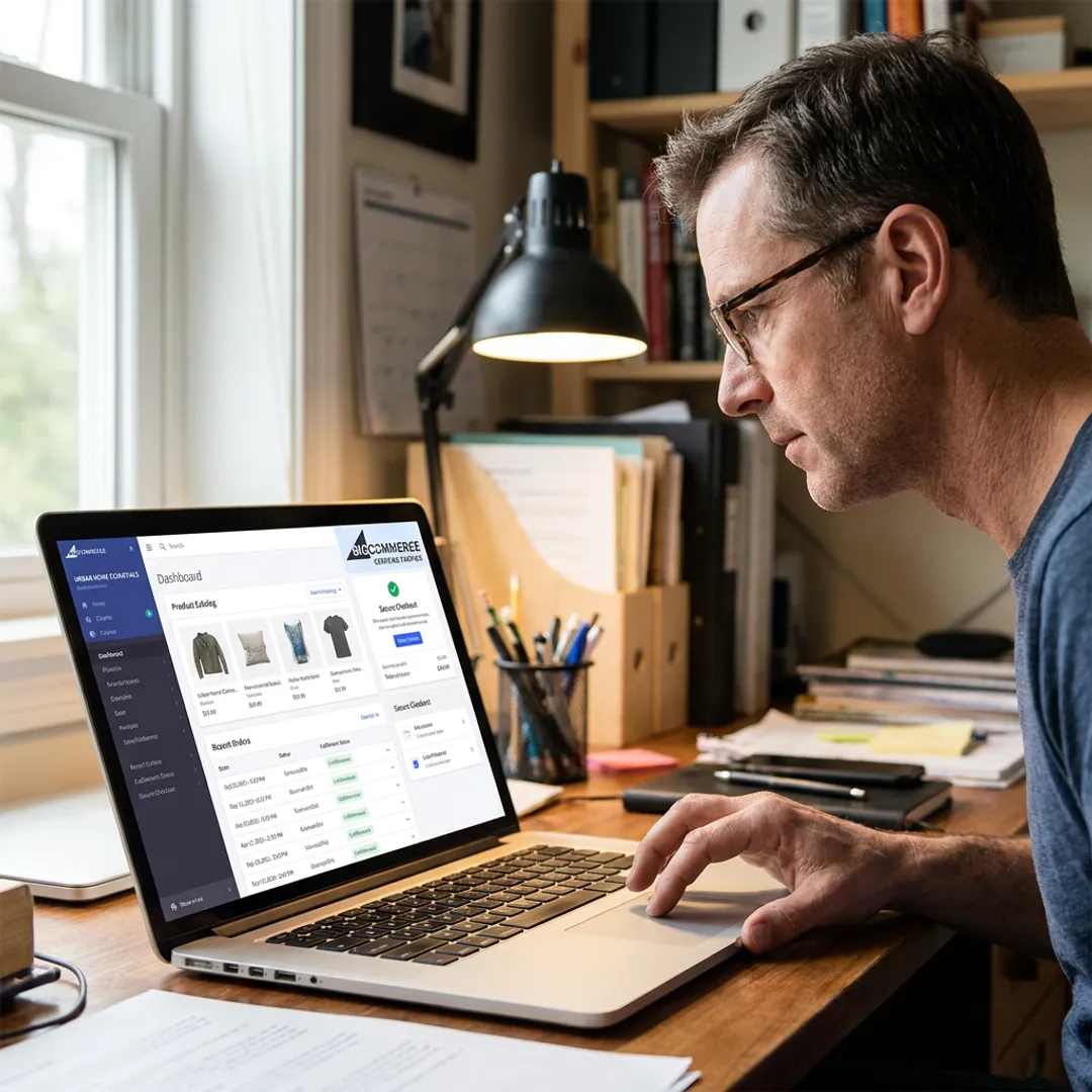 Entrepreneur managing a dropshipping store