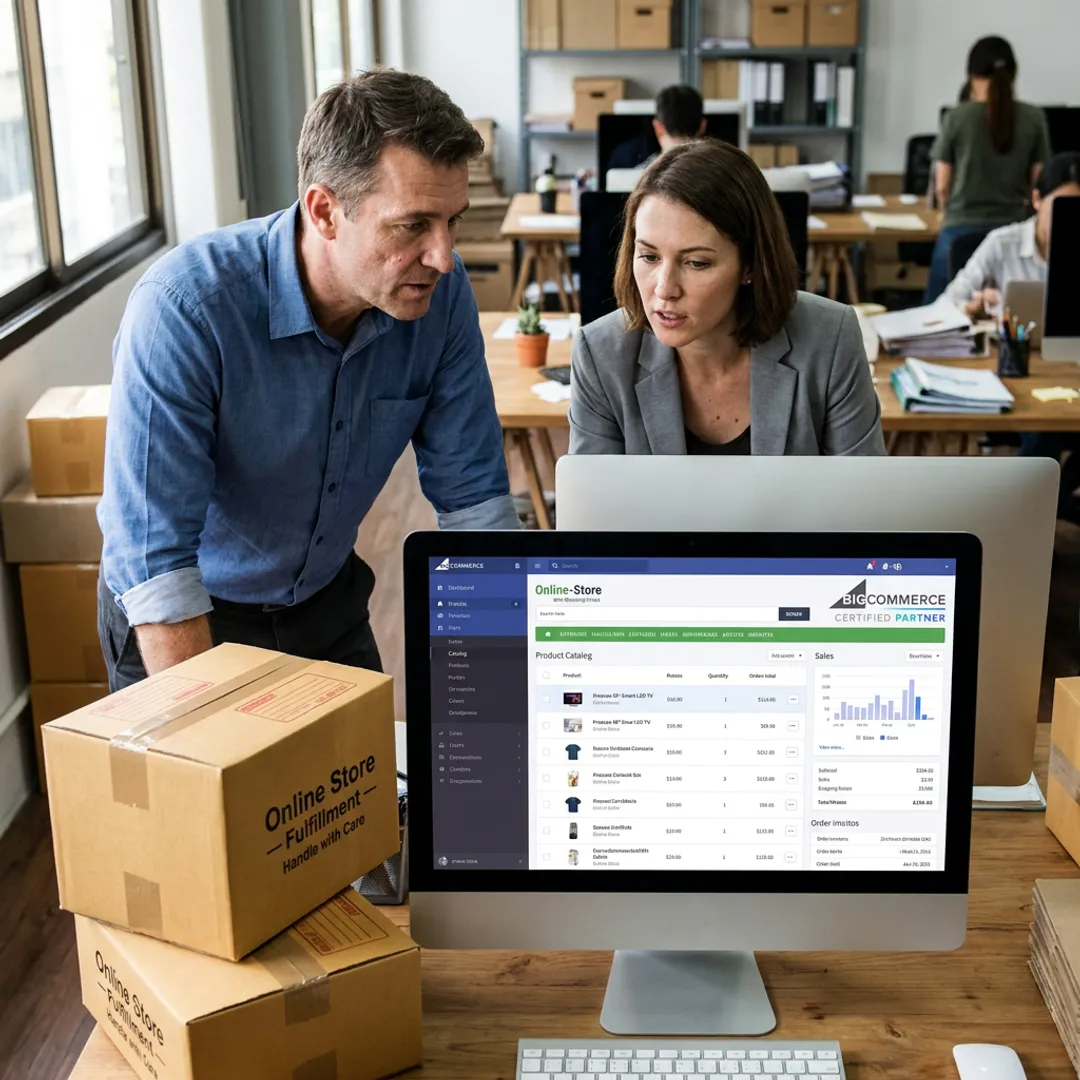 Consultant helping entrepreneur launch dropshipping store