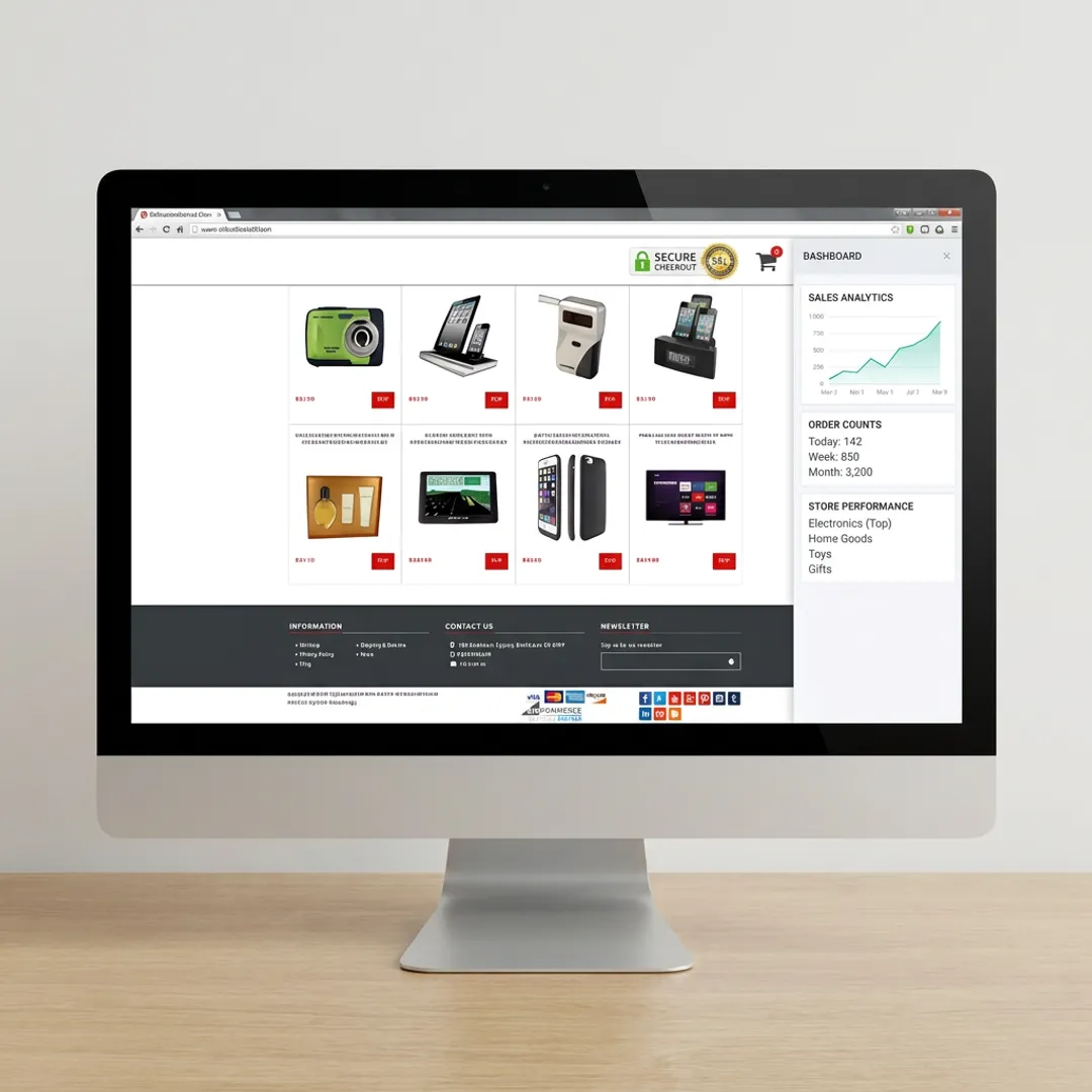 Preloaded e-commerce website on a desktop screen