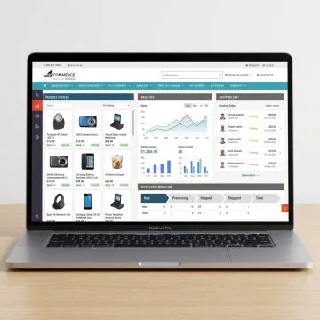 Pre-loaded dropshipping store dashboard on laptop