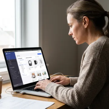 Entrepreneur launching an online store with business support