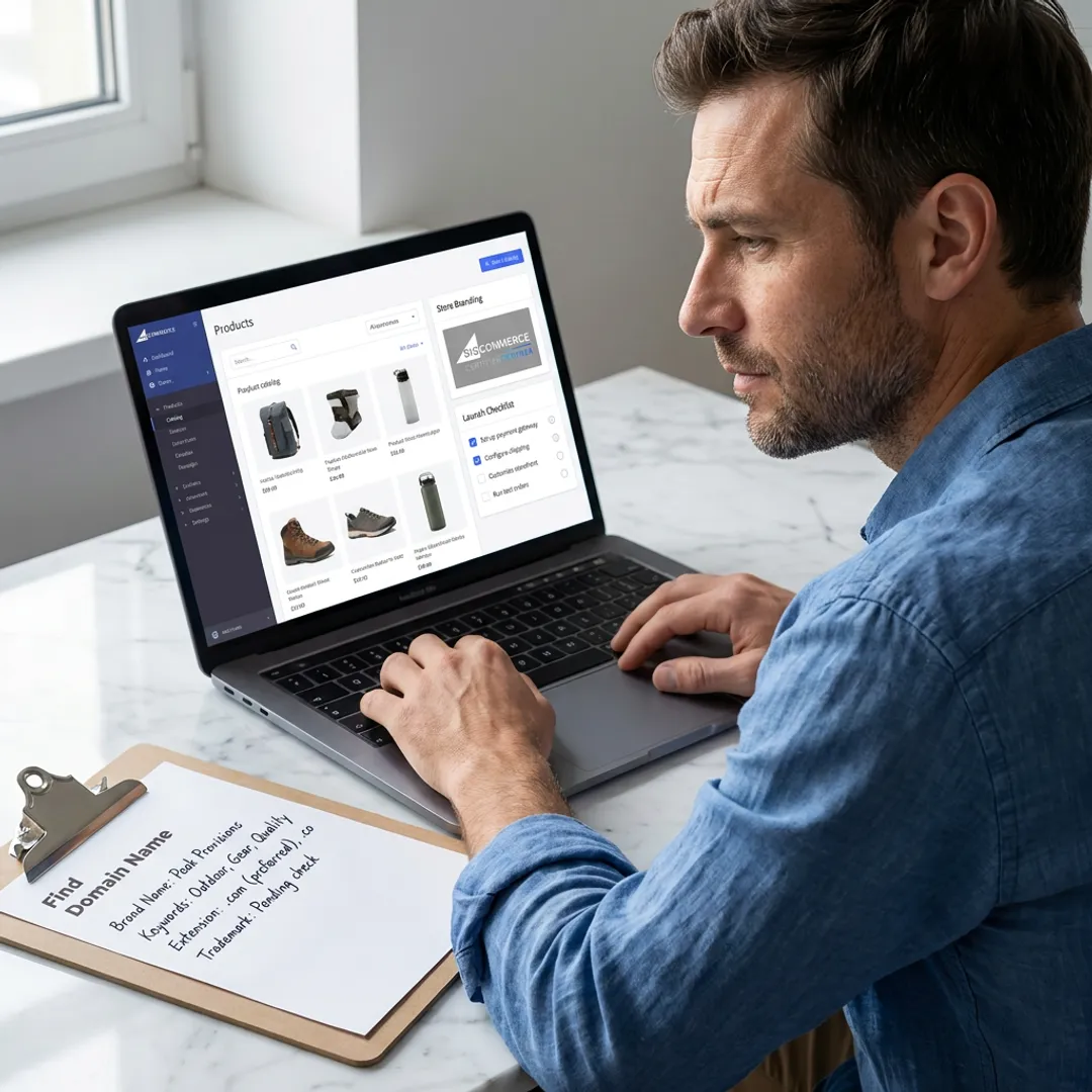 Entrepreneur reviewing e-commerce store launch plan