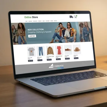 Dropshipping clothing e-commerce store on laptop