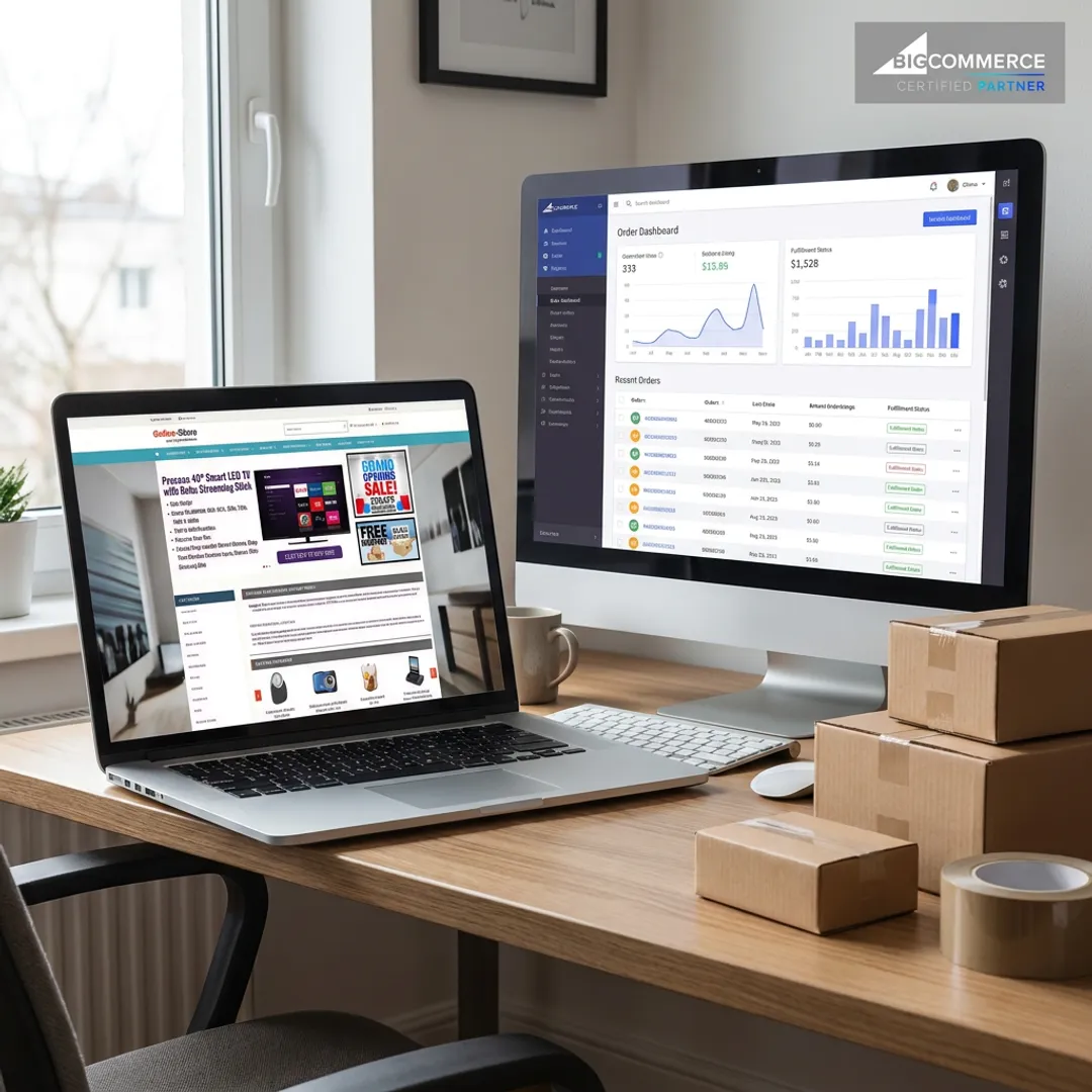 Home dropshipping e-commerce store on laptop