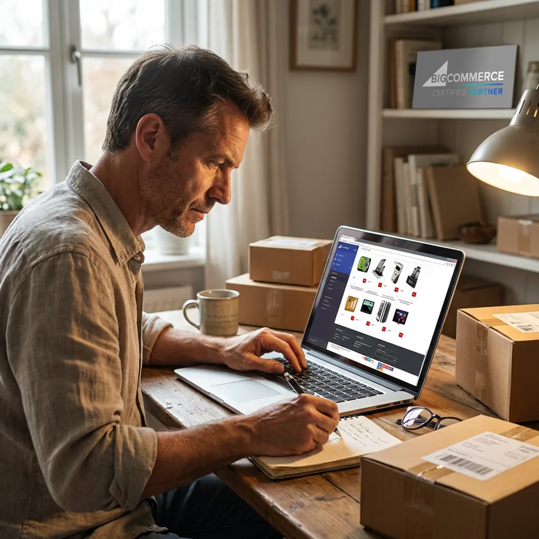 Home-based entrepreneur managing an MBV online store