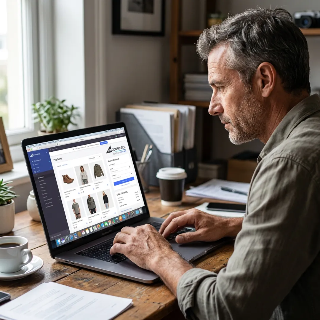 Entrepreneur launching an online e-commerce store