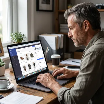 Entrepreneur launching an online e-commerce store