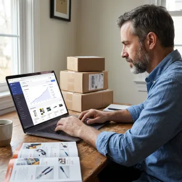 Entrepreneur reviewing an e-commerce store dashboard
