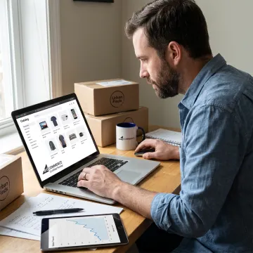 Entrepreneur launching an online e-commerce business
