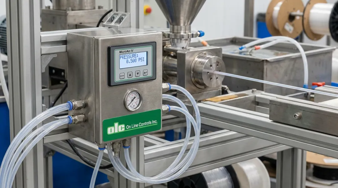 OLC MicroAir IV ultra-low pressure regulator for catheter tubing extrusion lines