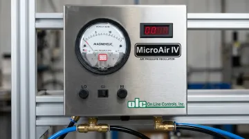 MicroAir ultra-low pressure regulator unit showing product design and display interface