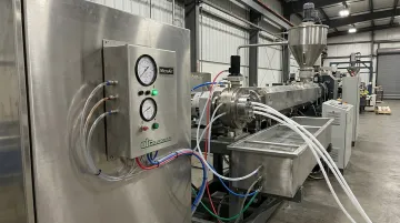 MicroAir extrusion pressure regulator unit installed on extrusion line equipment