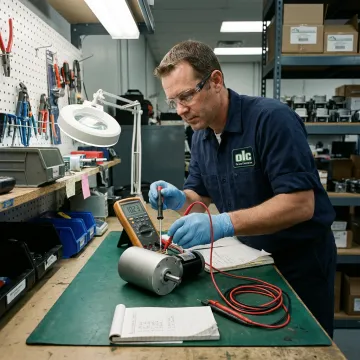 Industrial control component being tested