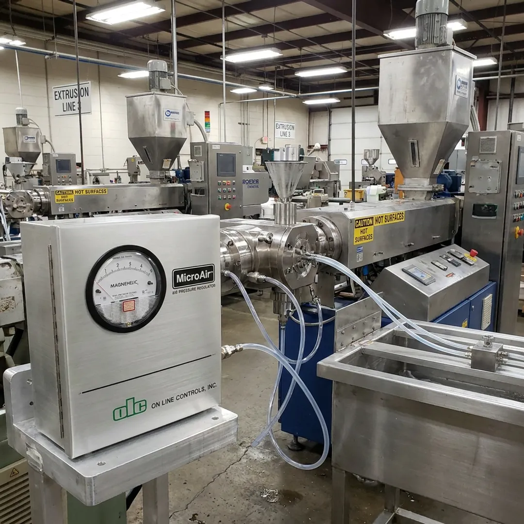 Custom MicroAir regulator for plastic tubing extrusion