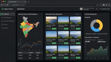 Opten Power platform dashboard showing live Discom tariff benchmarking and renewable procurement interface