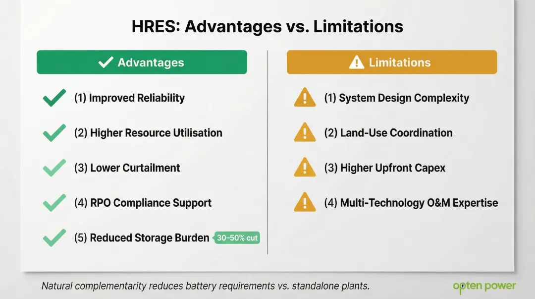 HRES core advantages versus technical limitations side-by-side balanced comparison chart