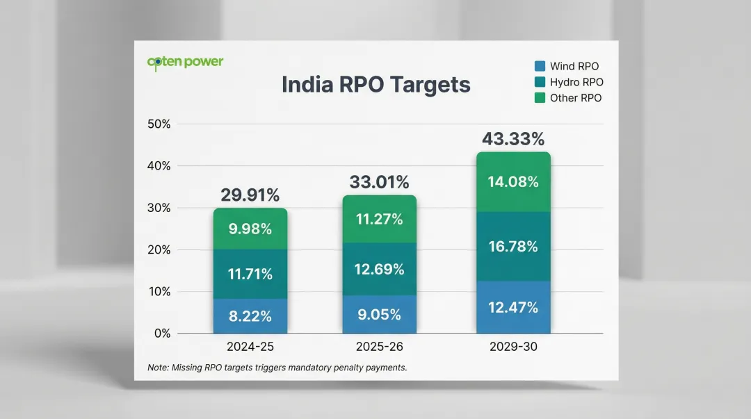 India renewable purchase obligation RPO trajectory from 2024 to 2030 bar chart
