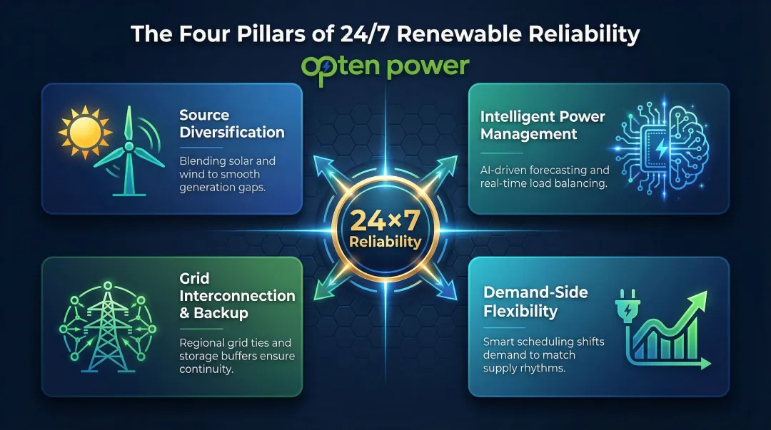 Four pillars of reliable hybrid renewable energy system design overview