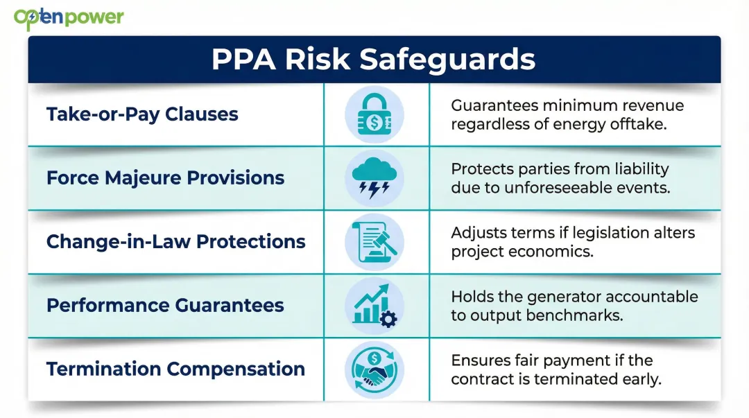 Five critical PPA contractual safeguards for renewable energy risk management