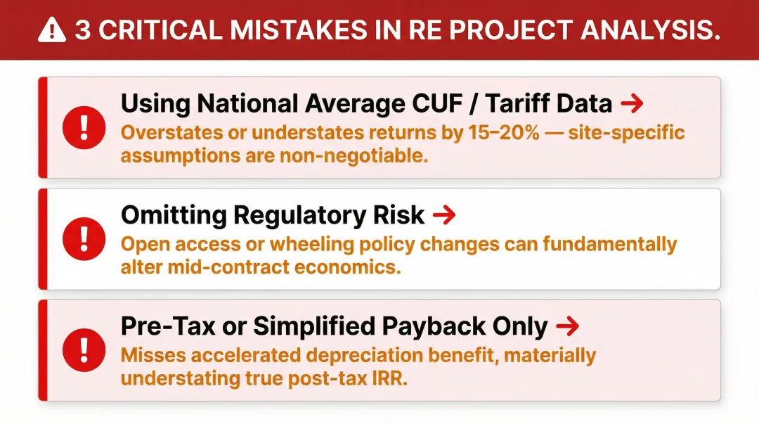 Three common renewable energy financial analysis errors and their impact on returns
