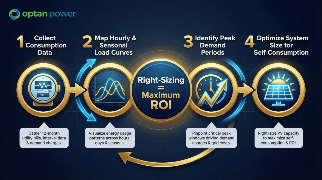 Solar system sizing energy audit process key factors load profile optimization steps